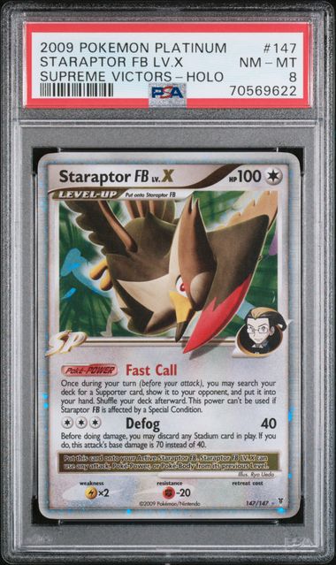 STARAPTOR LV.X 147/147 PSA 8 POKEMON SUPREME VICTORS HOLO RARE