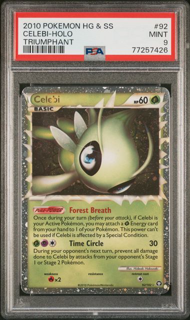 CELEBI 92/102 PSA 9 POKEMON HGSS TRIUMPHANT PRIME HOLO RARE