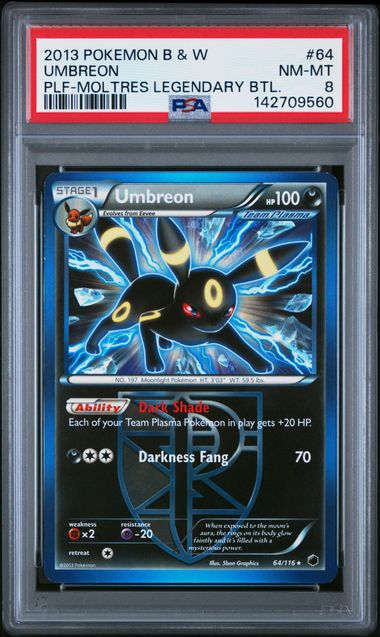 UMBREON 64/116 PSA 8 POKEMON PLASMA FREEZE NON HOLO