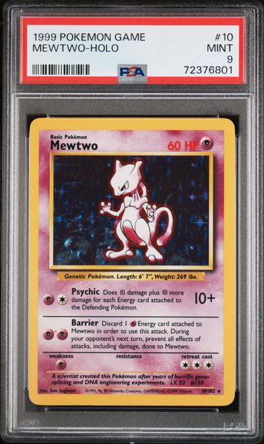 MEWTWO 10/102 PSA 9 POKEMON BASE SET HOLO RARE