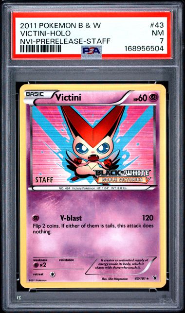 VICTINI 43/101 PSA 7 POKEMON BLACK & WHITE NOBLE VICTORIES STAFF HOLO