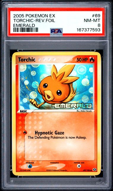 TORCHIC 69/106 PSA 8 POKEMON EX EMERALD REVERSE HOLO