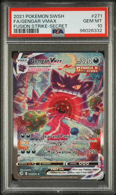 GENGAR VMAX 271/264 PSA 10 POKEMON FUSION STRIKE ALTERNATE ART