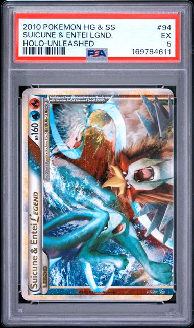 SUICUNE & ENTEI LEGEND 94/95 PSA 5 POKEMON HG & SS UNLEASHED HOLO