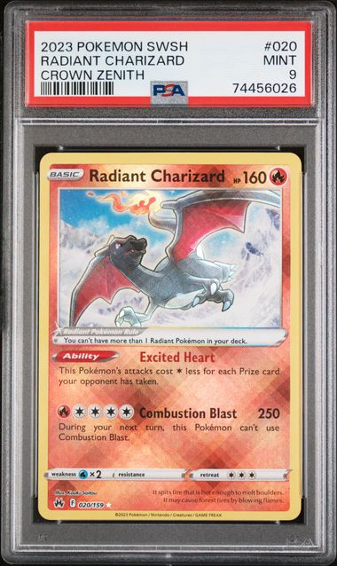 RADIANT CHARIZARD 020/159 PSA 9 POKEMON CROWN ZENITH