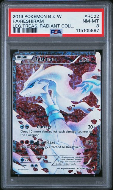 RESHIRAM RC22/RC25 PSA 8 POKEMON B&W LEGENDARY TREASURES RADIANT COLLECTION