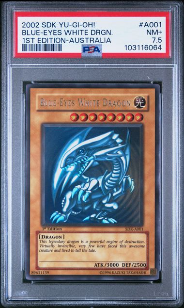 BLUE-EYES WHITE DRAGON SDK-A001 PSA 7.5 YUGIOH 1ST EDITION KAIBA STARTER DECK