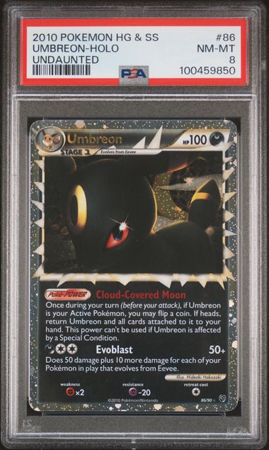 UMBREON PRIME 86/90 PSA 8 POKEMON HGSS UNDAUNTED HOLO RARE