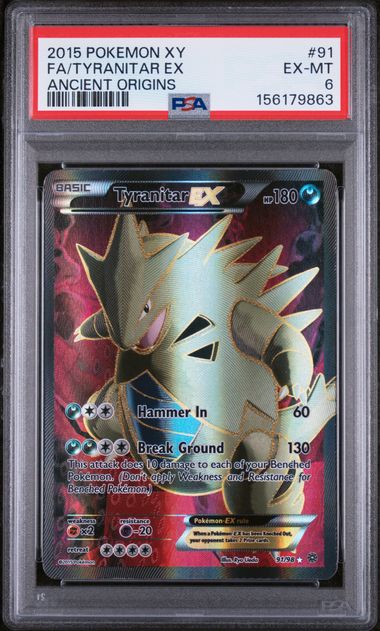 TYRANITAR EX 91/98 PSA 6 POKEMON XY ANCIENT ORIGINS FULL ART