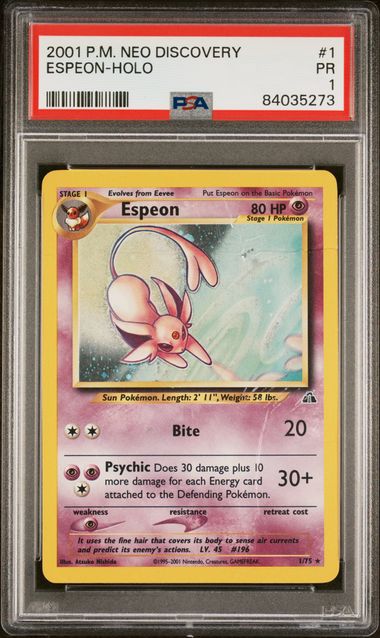ESPEON 1/75 PSA 1 POKEMON NEO DISCOVERY HOLO RARE