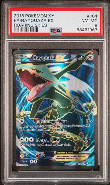 RAYQUAZA EX 104/108 PSA 8 POKEMON XY ROARING SKIES FULL ART
