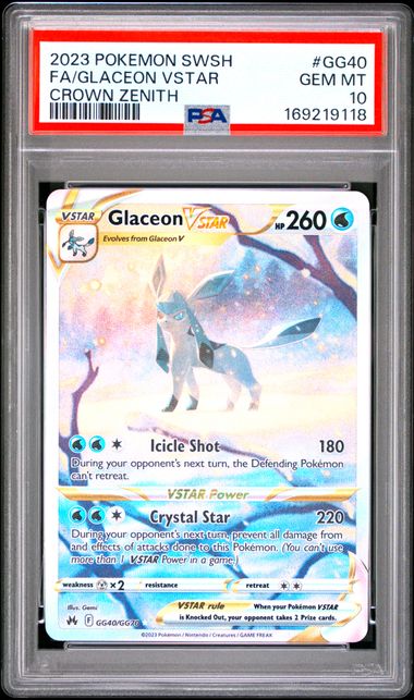 GLACEON VSTAR GG40/GG70 PSA 10 POKEMON CROWN ZENITH GALARIAN GALLERY
