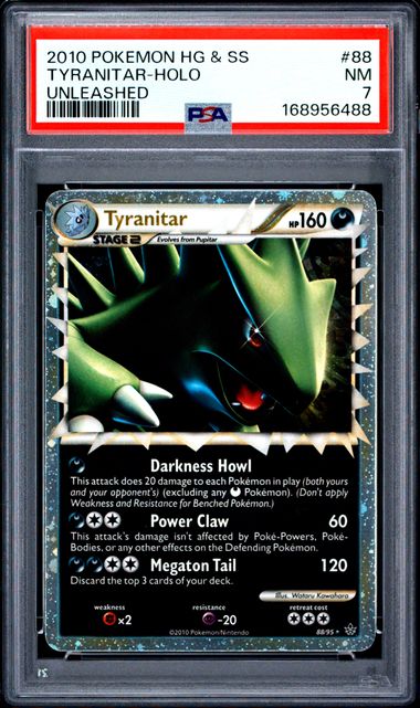 TYRANITAR 88/95 PSA 7 POKEMON HG&SS UNLEASHED PRIME HOLO