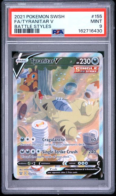 TYRANITAR V 155/163 PSA 9 POKEMON BATTLE STYLES ALTERNATE ART