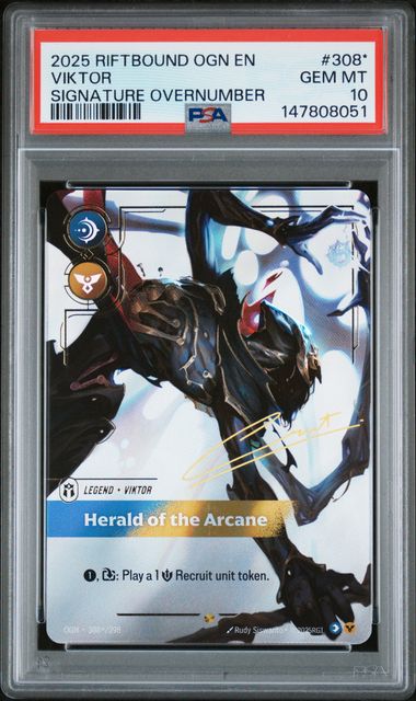 VIKTOR 308*/298 PSA 10 RIFTBOUND ORIGINS OVERNUMBERED SIGNATURE
