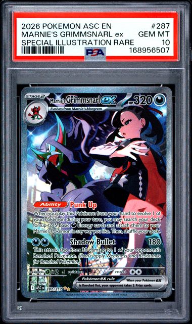 MARNIE'S GRIMMSNARL 287/217 PSA 10 POKEMON ASCENDED HEROES SPECIAL ILLUSTRATION RARE