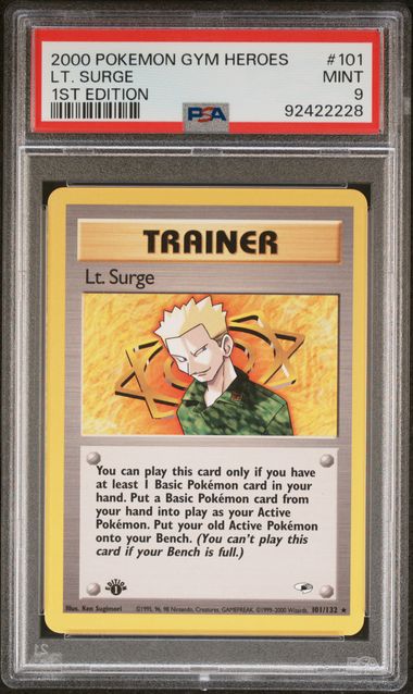 LT. SURGE 101/132 PSA 9 POKEMON GYM HEROES FIRST EDITION