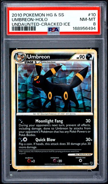 UMBREON 10/90 PSA 8 POKEMON UNDAUNTED CRACKED ICE HOLO