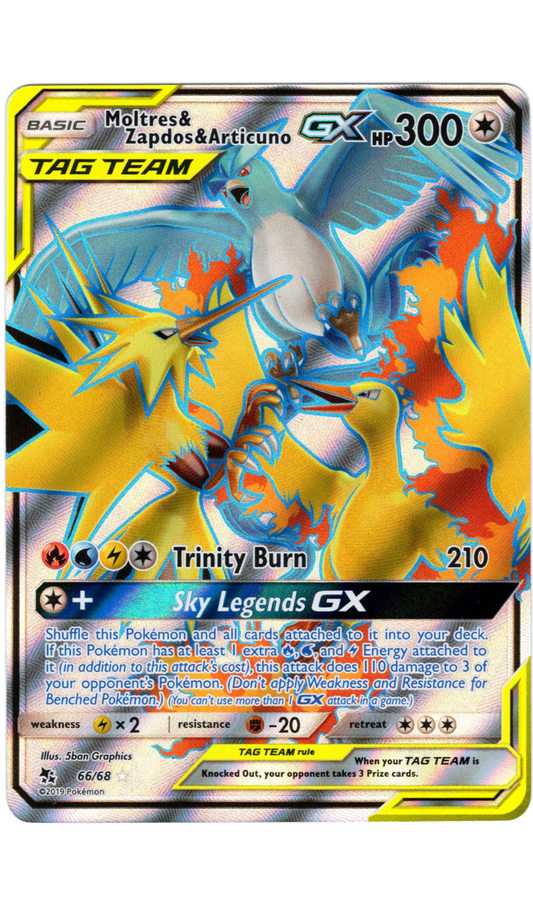 MOLTRES & ZAPDOS & ARTICUNO GX 66/68 HIDDEN FATES FULL ART