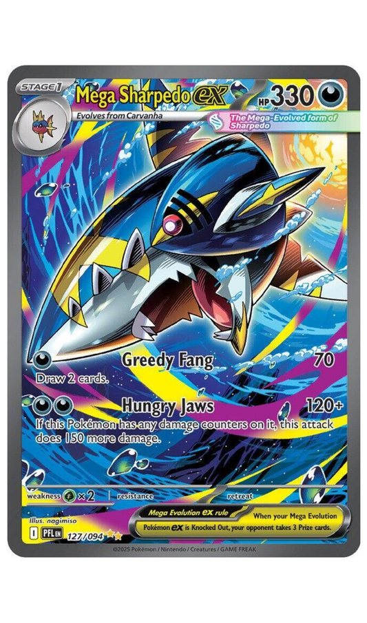 MEGA SHARPEDO EX 127/094 POKEMON PHANTASMAL FLAMES SPECIAL ILLUSTRATION RARE - NM