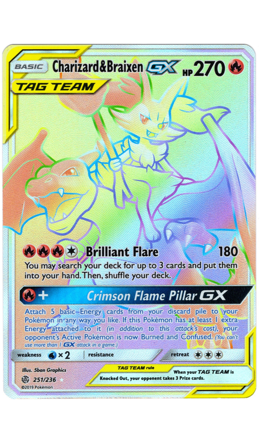 CHARIZARD & BRAIXEN GX 251/236 POKEMON COSMIC ECLIPSE SECRET RARE