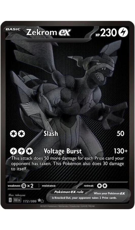ZEKROM EX 172/086 BLACK BOLT BLACK WHITE RARE