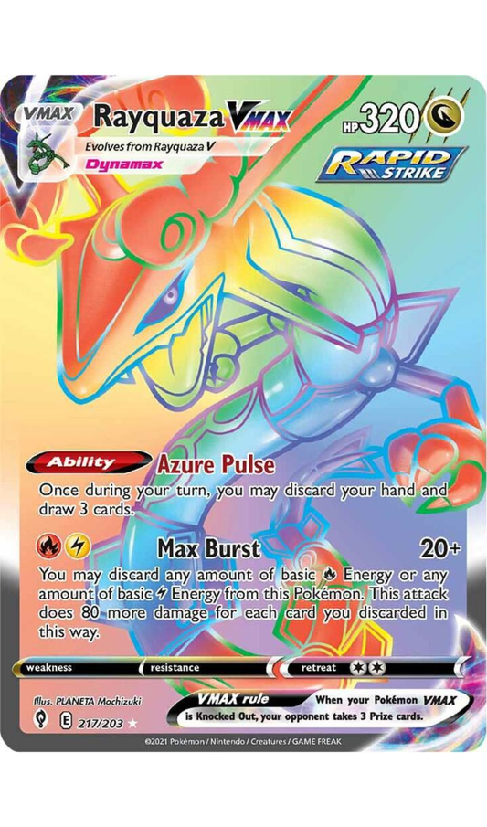 RAYQUAZA VMAX 217/203 POKEMON EVOLVING SKIES SECRET RARE