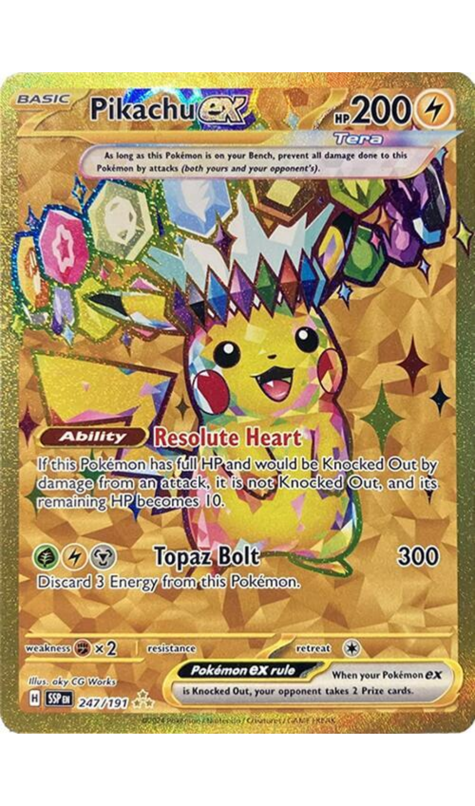 PIKACHU EX 247/191 SURGING SPARKS HYPER RARE