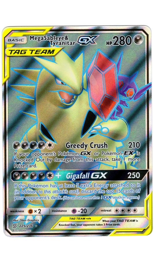 MEGA SABLEYE & TYRANITAR GX 225/236 POKEMON UNIFIED MINDS FULL ART