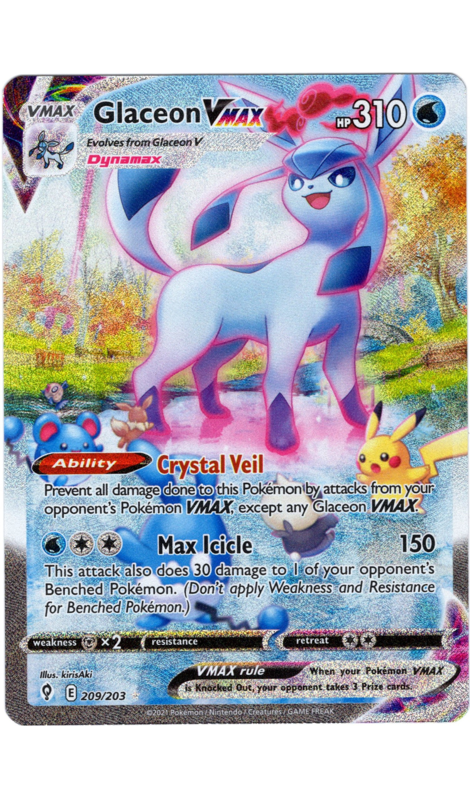 GLACEON VMAX 209/203 POKEMON EVOLVING SKIES ALTERNATE ART
