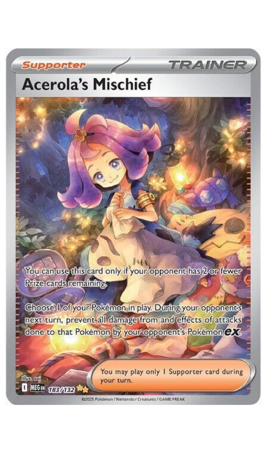 ACEROLA'S MISCHIEF 183/182 POKEMON MEGA EVOLUTION SPECIAL ILLUSTRATION RARE - NM