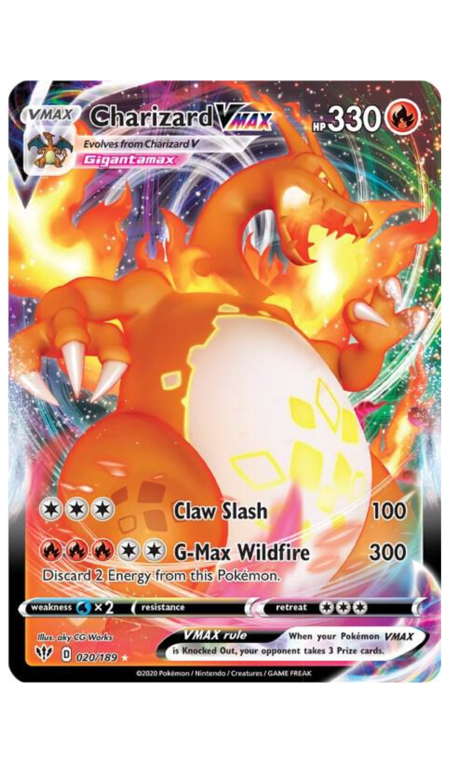 CHARIZARD VMAX 020/089 POKEMON DARKNESS ABLAZE ULTRA RARE - NM