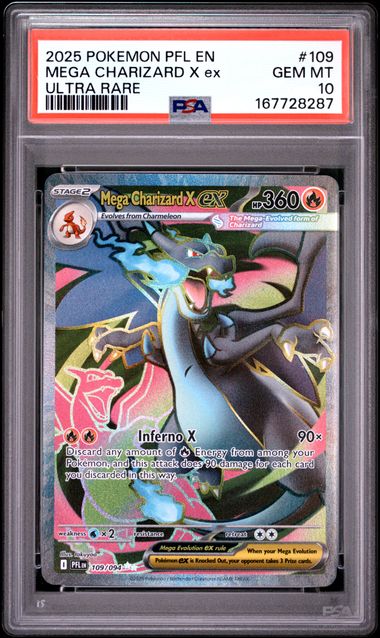 MEGA CHARIZARD X EX 109/094 PSA 10 POKEMON PHANTASMAL FLAMES ULTRA RARE