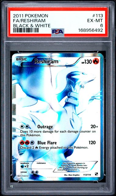 RESHIRAM 113/114 PSA 6 POKEMON BLACK & WHITE FULL ART