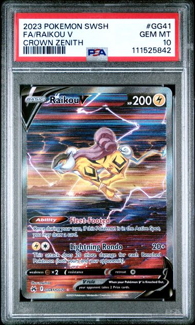 RAIKOU V GG41/GG70 PSA 10 POKEMON CROWN ZENITH GALARIAN GALLERY