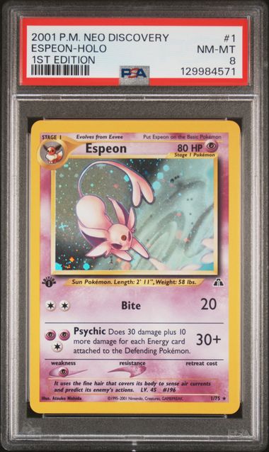 ESPEON 1/75 PSA 8 POKEMON NEO DISCOVERY HOLO RARE 1ST EDITION