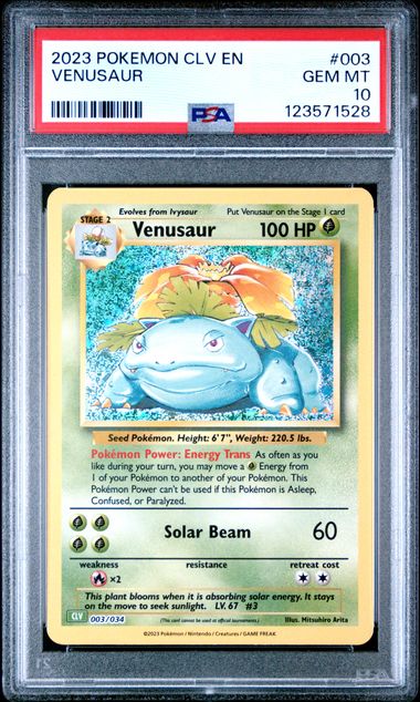 VENUSAUR 003/034 PSA 10 POKEMON CLV HOLO RARE