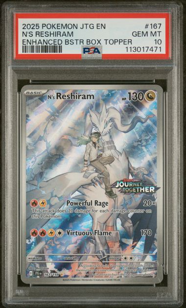 N'S RESHIRAM 167/159 PSA 10 POKEMON JOURNEY TOGETHER BOX TOPPER