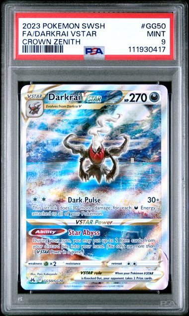 DARKRAI VSTAR GG50/GG70 PSA 9 POKEMON CROWN ZENITH GALARIAN GALLERY