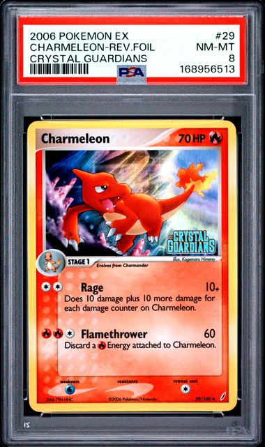 CHARMELEON 29/100 PSA 8 POKEMON EX CRYSTAL GUARDIANS REVERSE HOLO