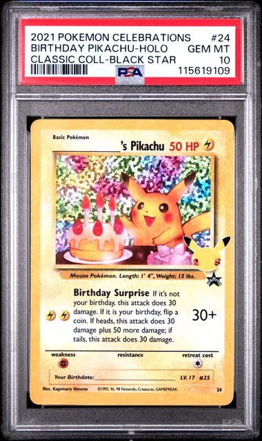 BIRTHDAY PIKACHU 24 PSA 10 POKEMON CELEBRATIONS CLASSIC COLLECTION HOLO