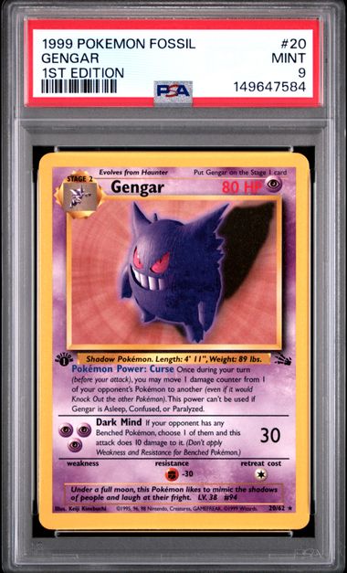 GENGAR 20/62 PSA 9 POKEMON FOSSIL 1ST EDITION RARE
