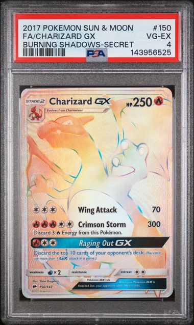 CHARIZARD GX 150/147 PSA 4 POKEMON BURNING SHADOWS SECRET RARE