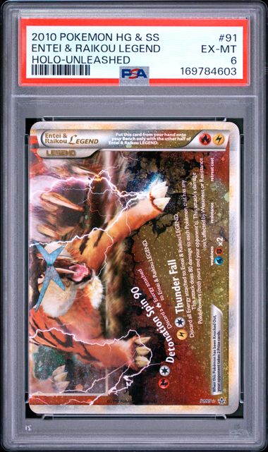ENTEI & RAIKOU LEGEND 91/95 PSA 6 POKEMON HG & SS UNLEASHED HOLO