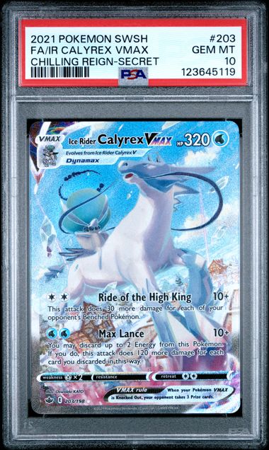 ICE RIDER CALYREX VMAX 203/198 PSA 10 POKEMON CHILLING REIGN SECRET RARE
