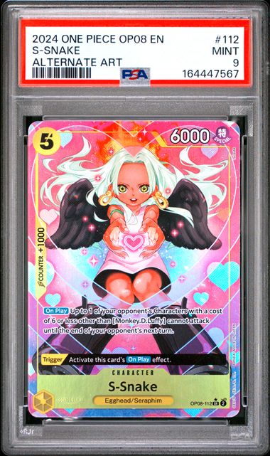 S-SNAKE OP08-112 PSA 9 ONE PIECE OP08 ALERNATE ART