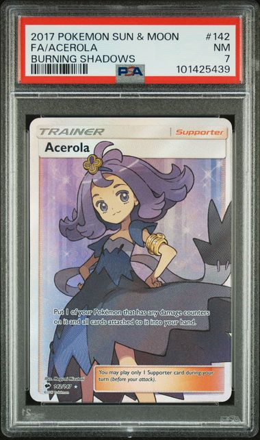 ACEROLA 142/147 PSA 7 POKEMON BURNING SHADOWS FULL ART