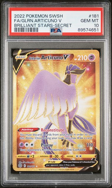 GALARIAN ARTICUNO V 181/172 PSA 10 POKEMON BRILLIANT STARS SECRET RARE