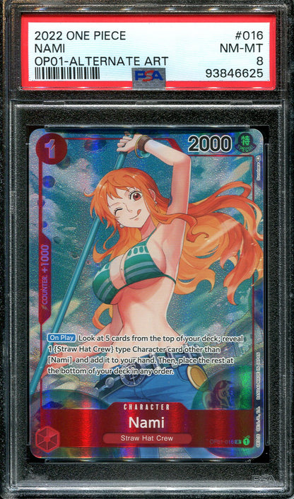 NAMI OP01-016 ONE PIECE PSA 8 ALTERNATE ART - PRE-ERRATA