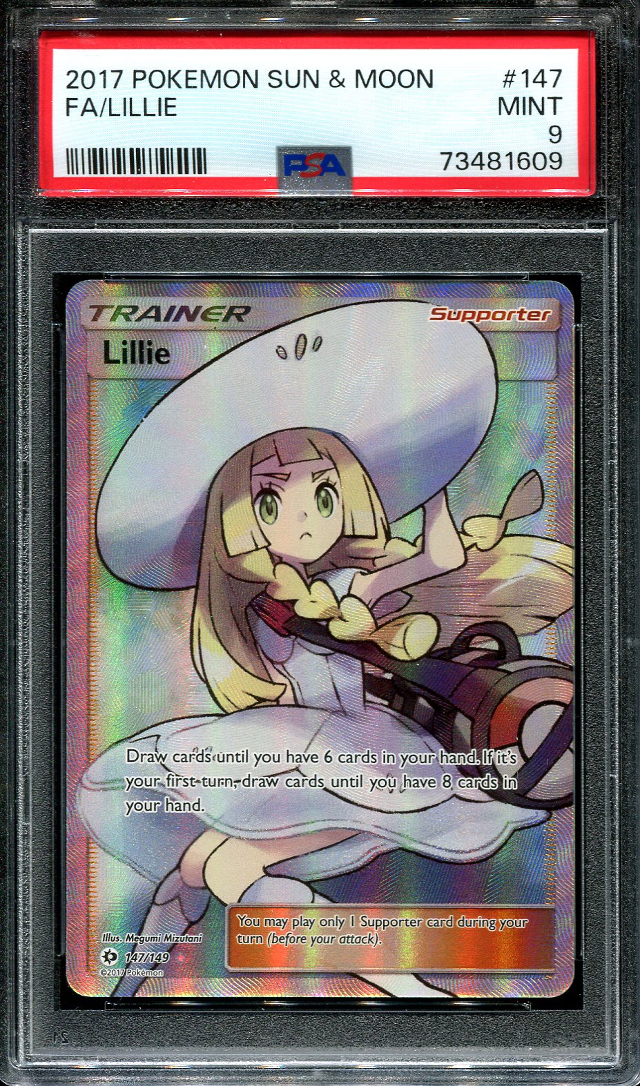 LILLIE 147/149 POKEMON PSA 9 SUN & MOON BASE SET FULL ART